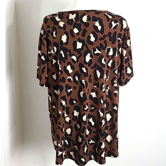 Cato Animal Print Top with Cut-outs @ Neckline, Brown, Black, White, Size 14/16W - Picture 5 of 7